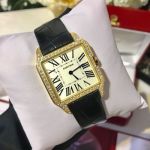 Cartier 44*35MM for Men 38*30MM For Lady Swiss Quartz Movement Gold with Diamond Bezel Watch